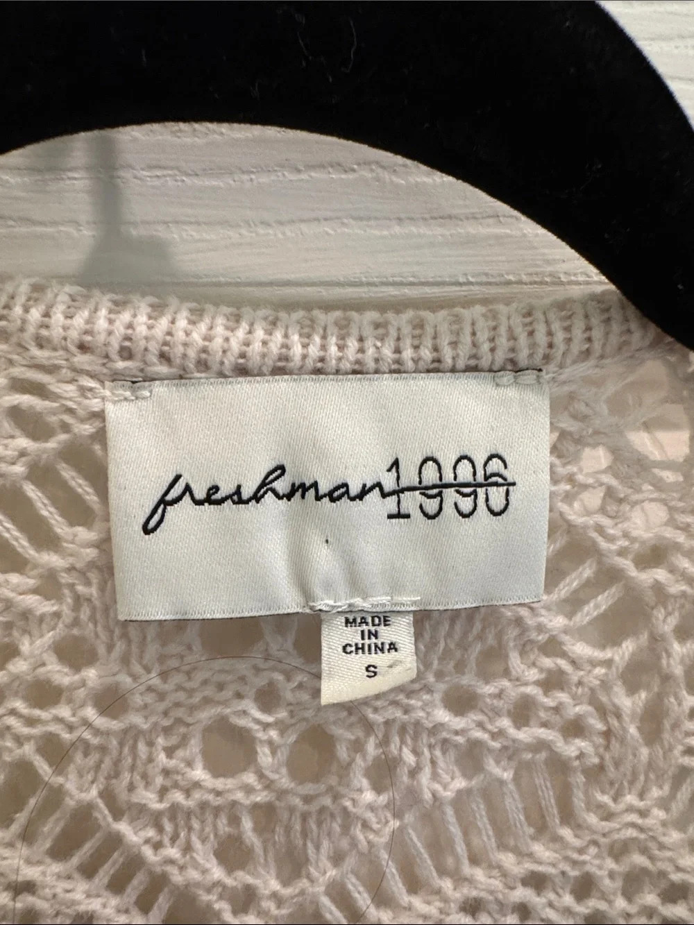 Freshman 1996 ivory open knit crochet duster cardigan S